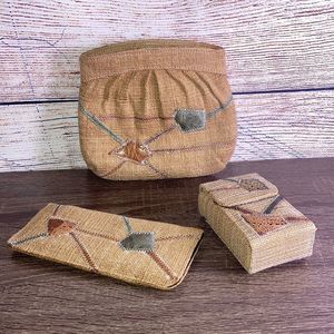 Womens Handmade Philippines Burlap Cosmetic Bag, Eye Glass Case, Box